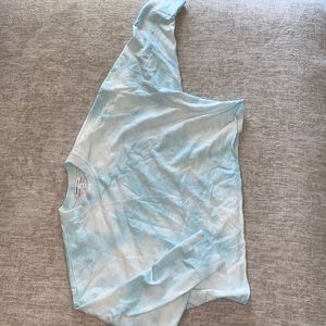 Skyblue tyedye 3/4 sleeve crop lite weight sweater